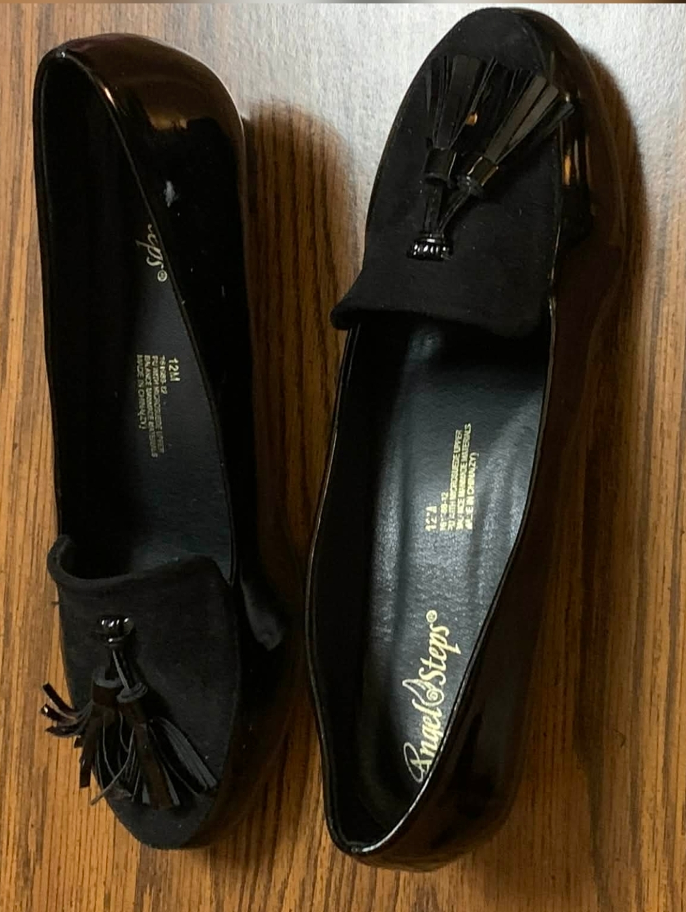Black Patent Tassel Suede Topped Pump